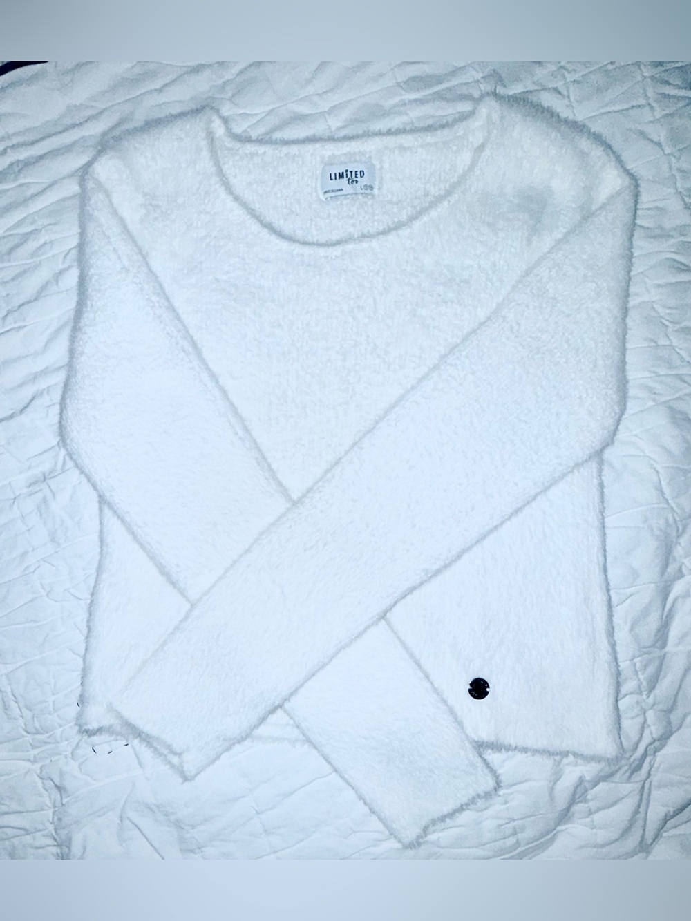 Girls Limited Too White Fuzzy Knit Sweater